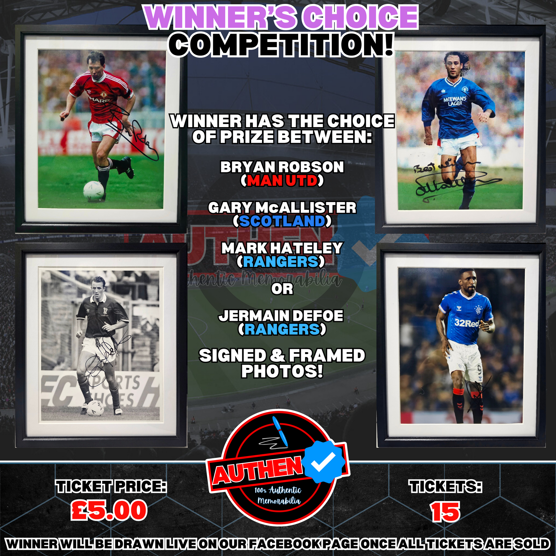 Sold Out* Winners Choice! Win a Signed & Framed Man Utd, Rangers or Scotland Photo.