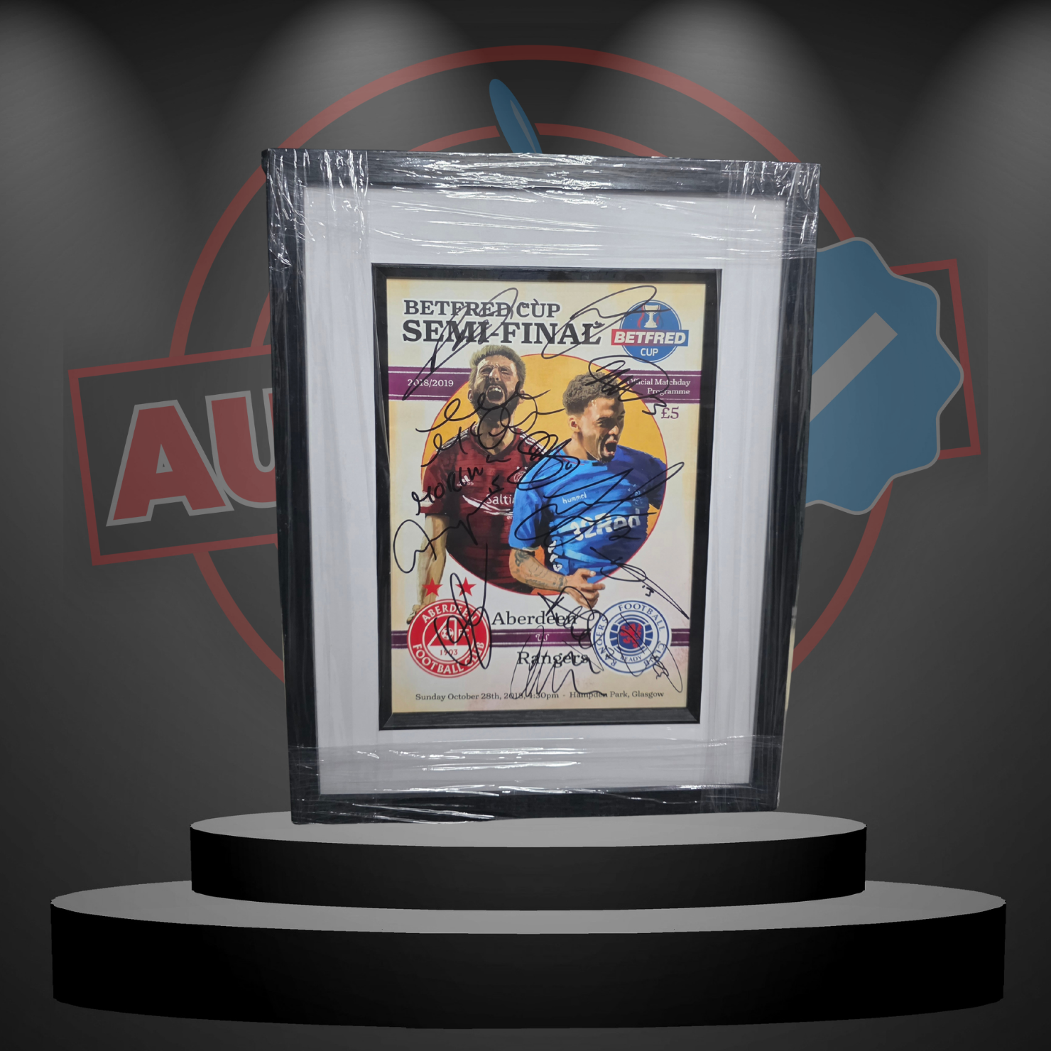 Rangers Squad (2018-19) Signed & Framed Match Programme