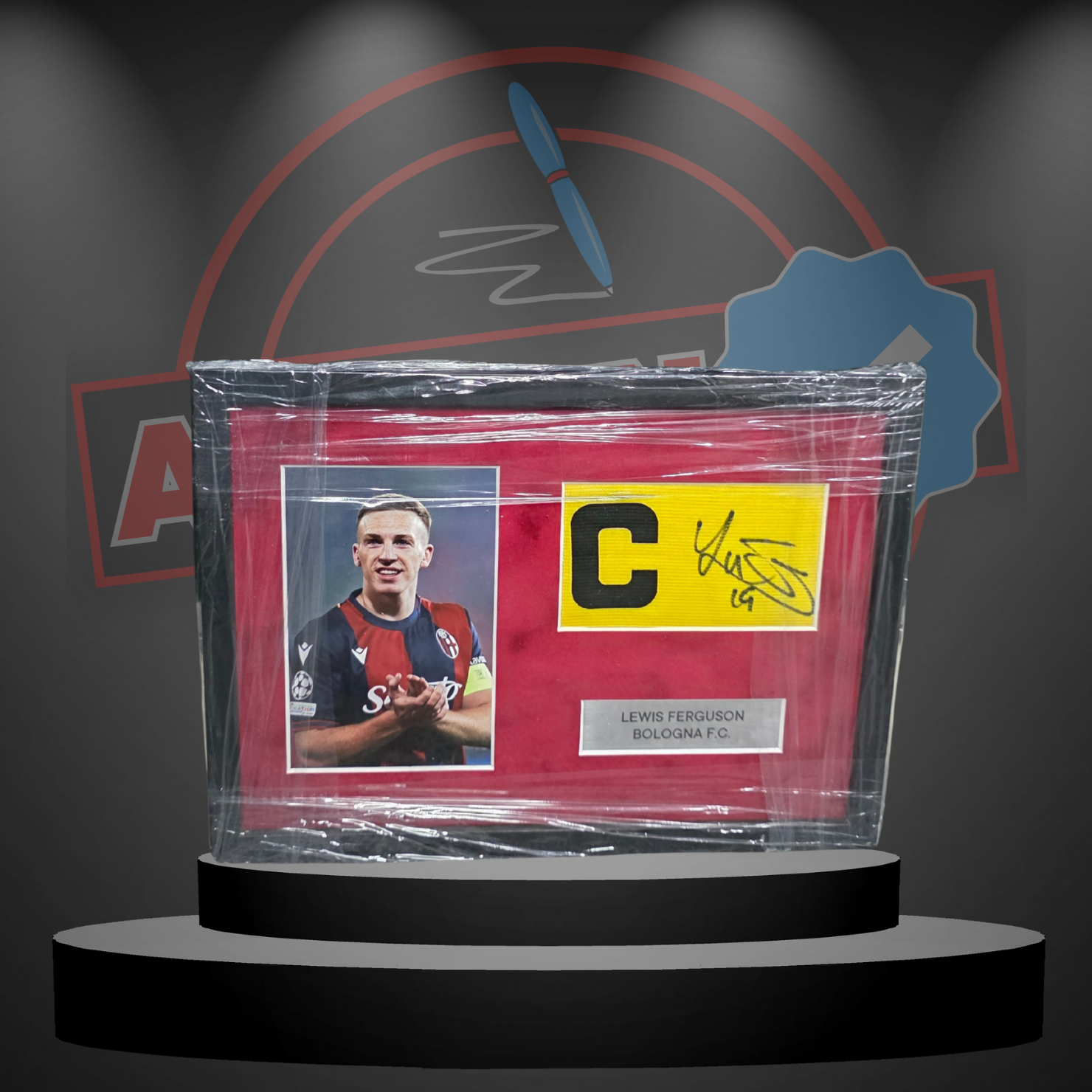 Lewis Ferguson (Bologna) Signed & Framed Captain's Armband